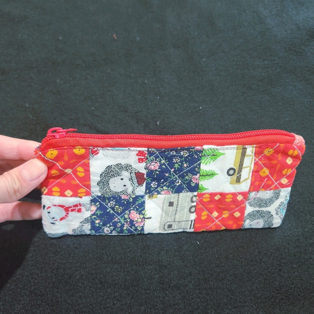 Patchwork Quilted Pencil Case/ Pouch made from up-cycled fabric