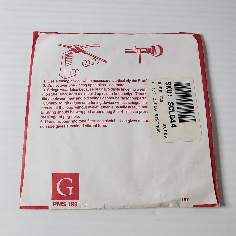 Super Sensitive Red Label Cello G String 4/4 Size Medium Tone Stainless