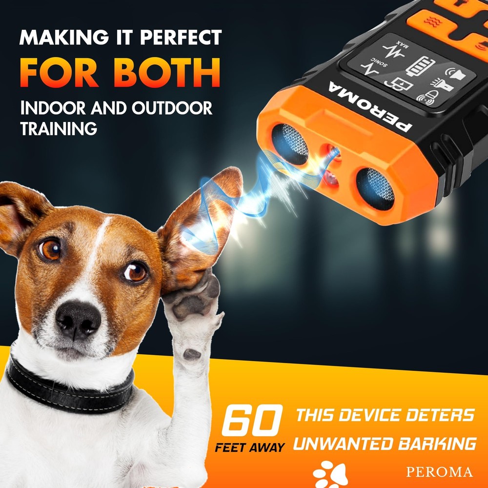 Dog Bark Deterrent Device, 5 Training Modes with Sonic/Max/Beep, Red Light & ...