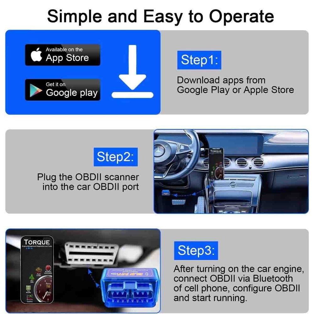 OBD2 ELM327 V2.1 MINI Bluetooth Car Code Reader Diagnostic Scanner For Android