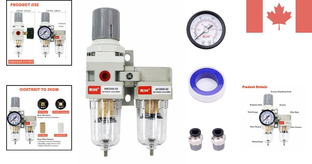 Air Filter and Pressure Regulator Combo - 1/4" NPT Connection