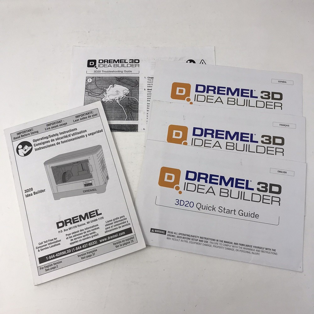 Dremel DigiLab 3D20 3D Printer Idea Builder Operating Safety Instructions Only