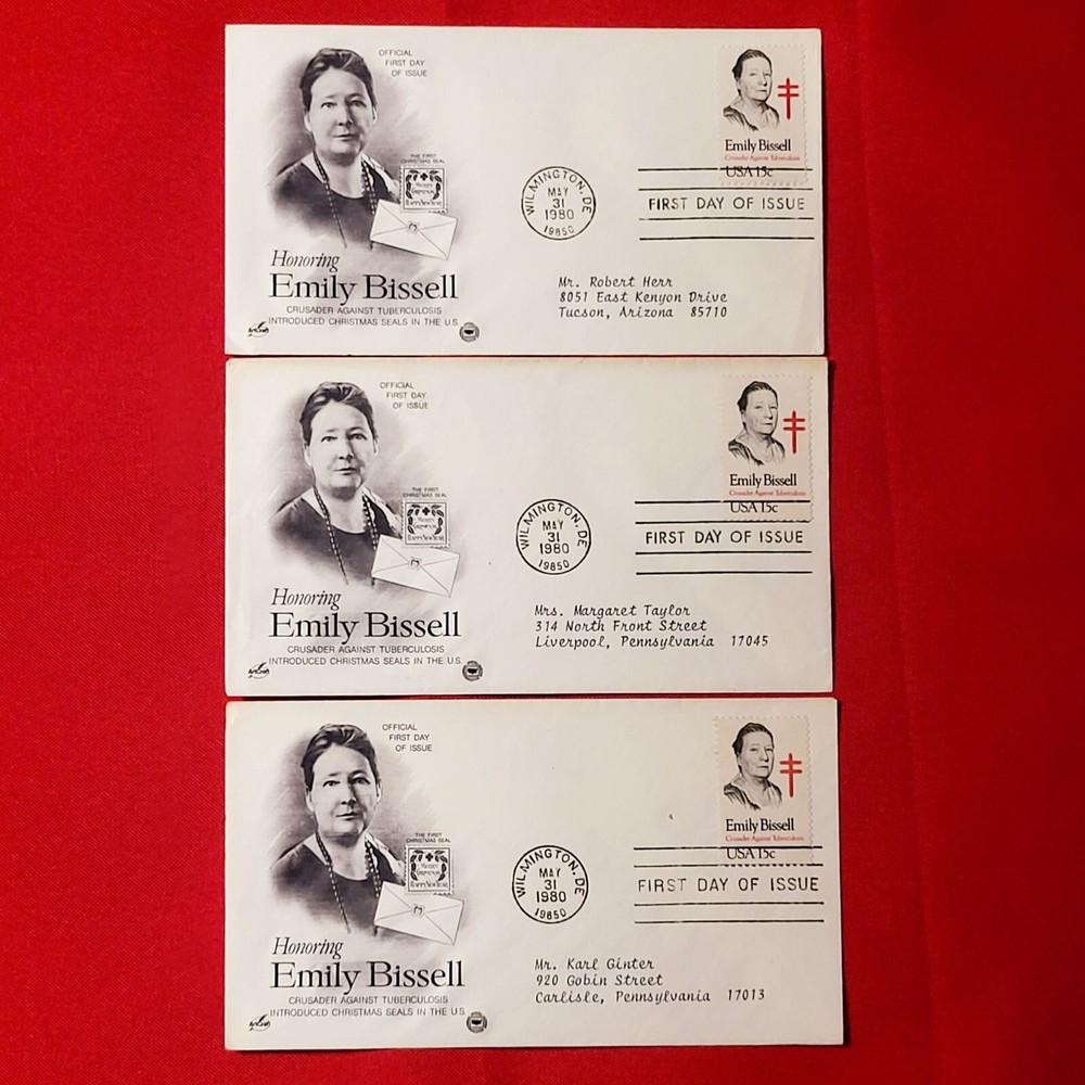 First Day of Issue Emily Bissell Stamp Cache Envelope