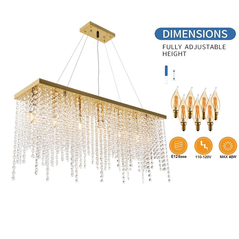 Modern Crystal Chandelier Dining Room Fixture Ceiling Light Lamp Rectangular NEW