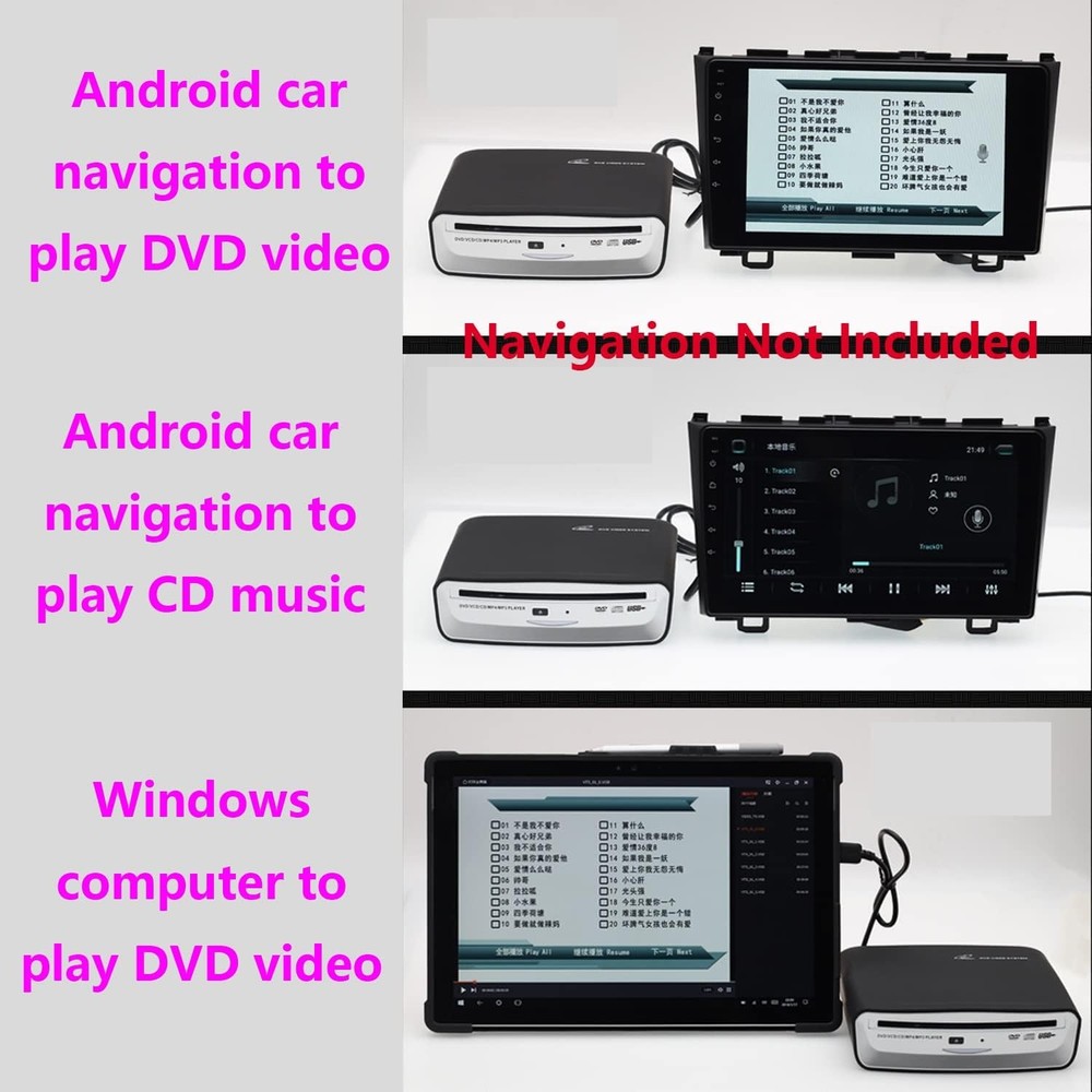 External USB CD DVD MP3 MP4 Player for Car Portable Plug In Remote Control