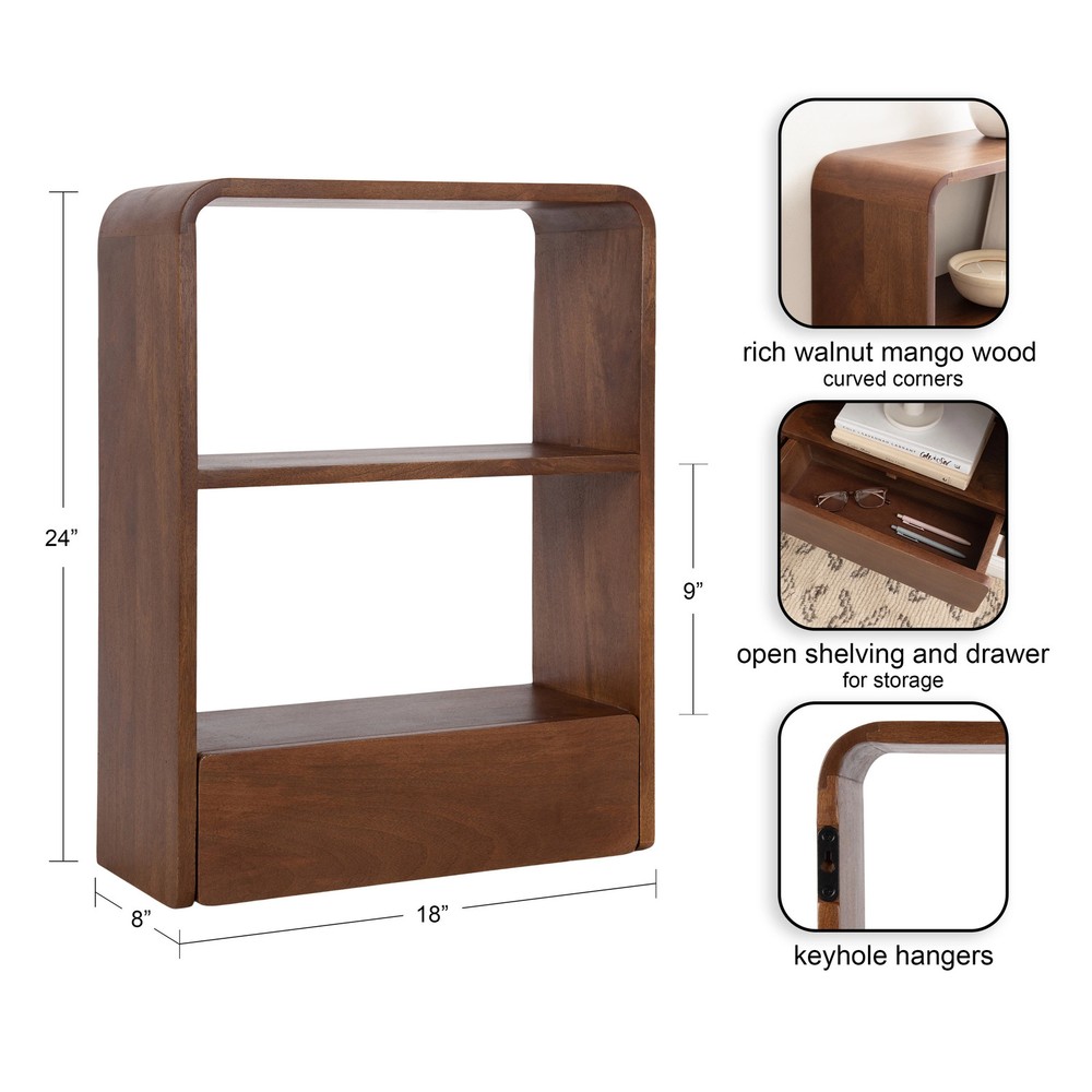 Kate and Laurel Kato Wall Shelf with Drawer