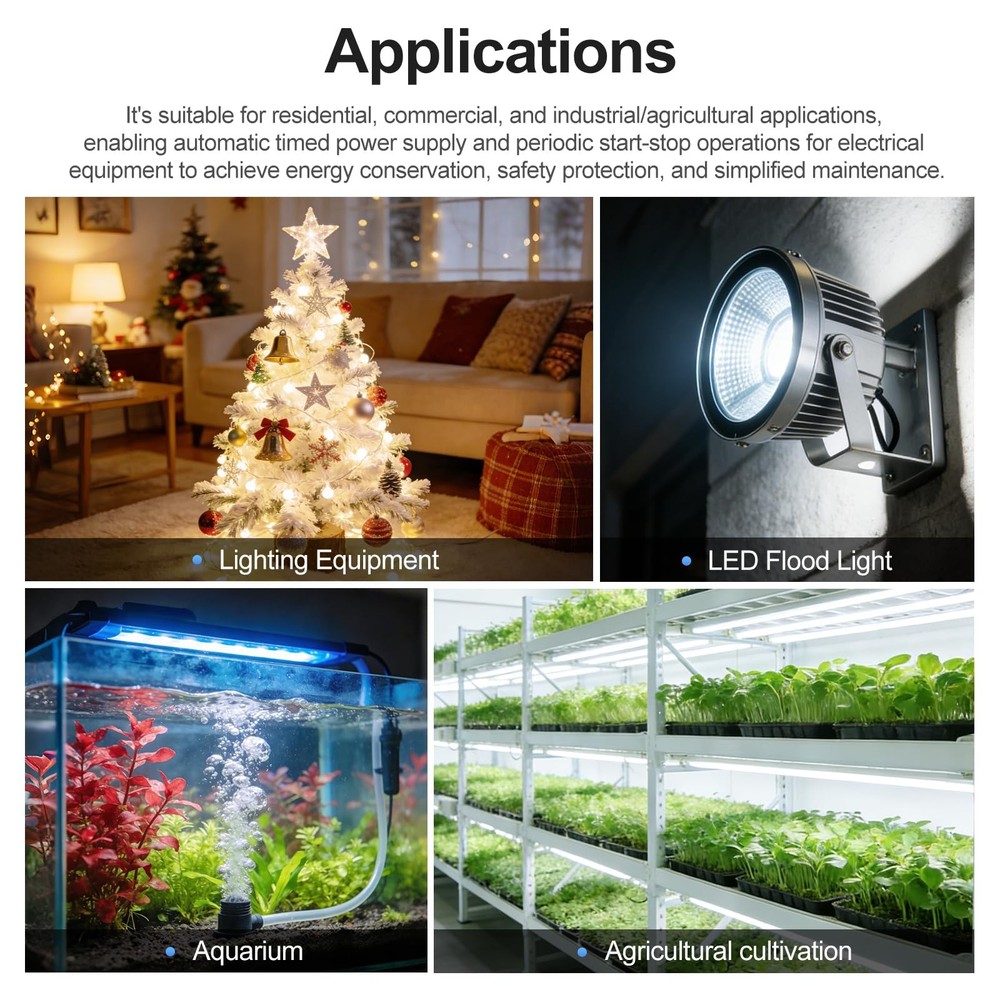 Digital LCD Timer Switch Relay, 24V DC/AC, 16A, 28 Programs for Lighting Control