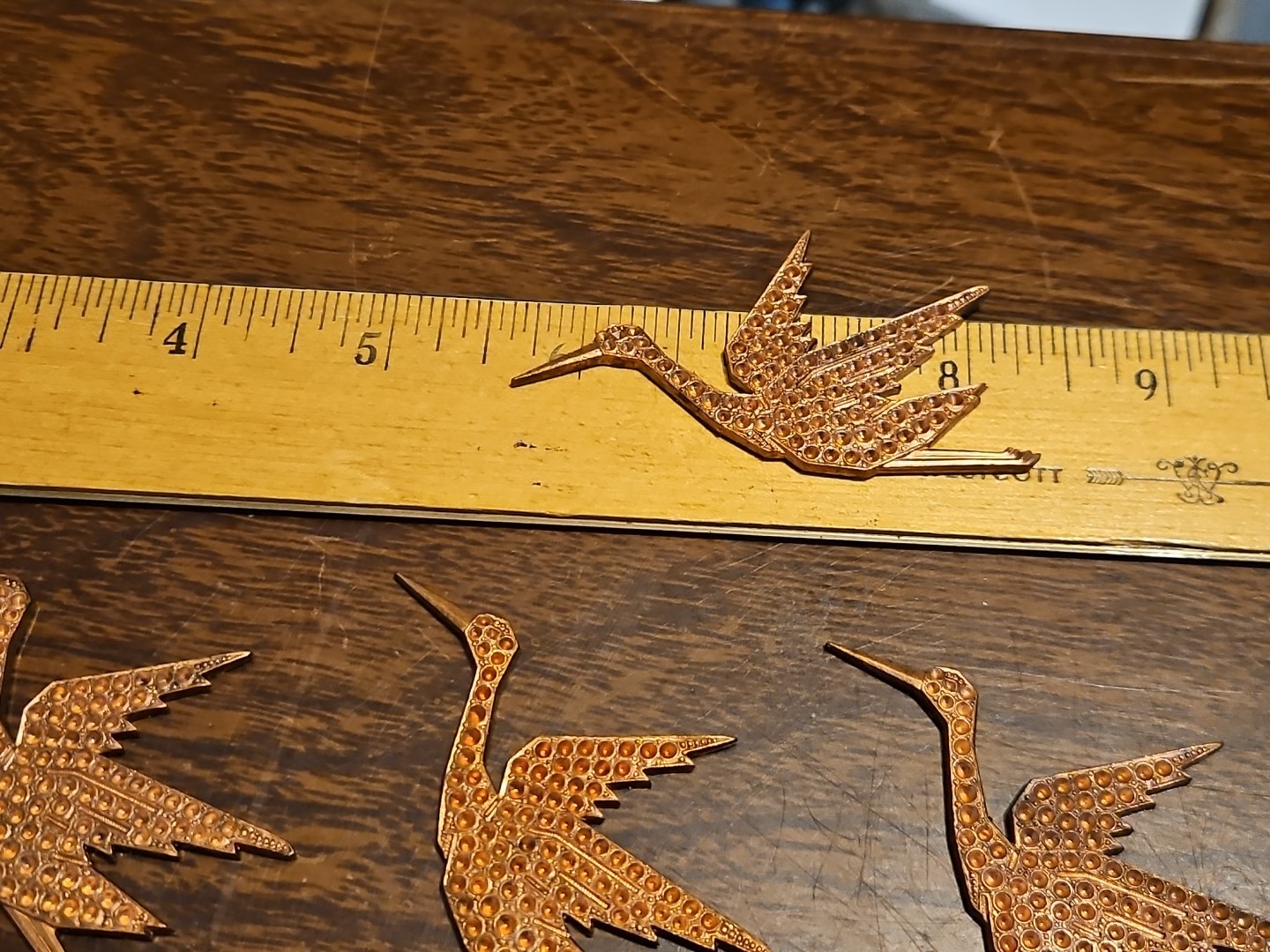 Lot Of 10 Studded Stork France Vintage 60s Brass Stampings Findings Jewelry