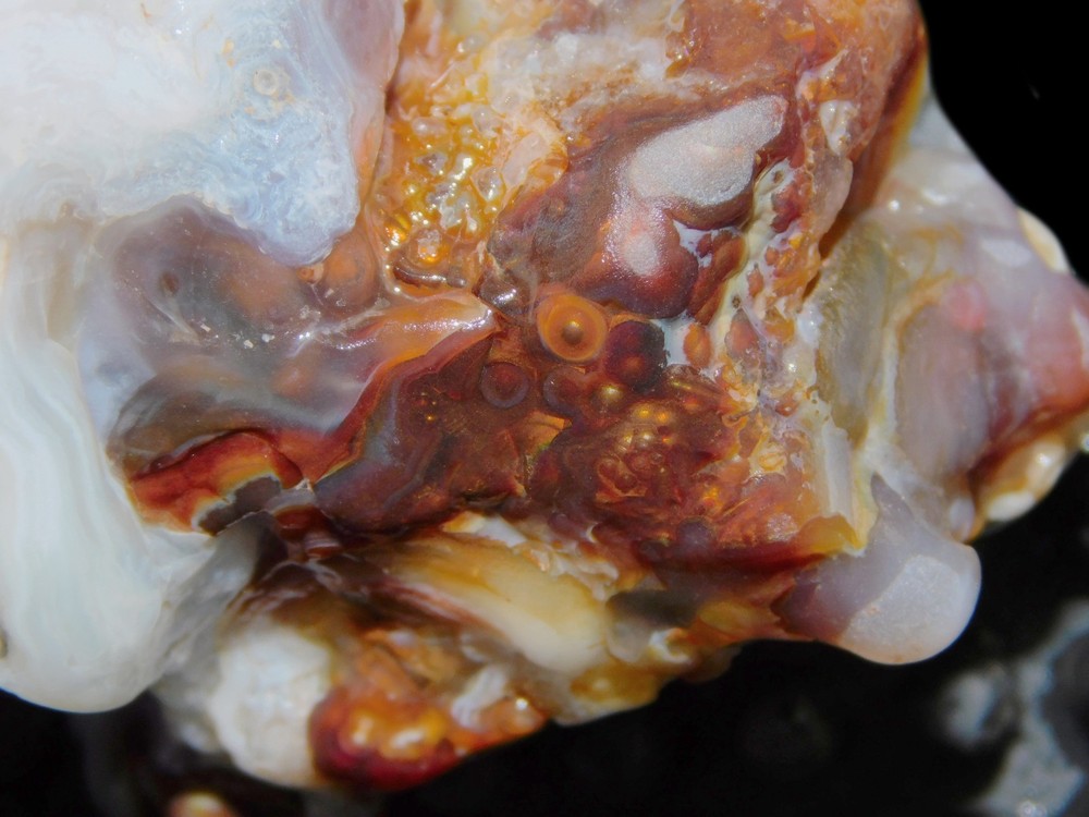 botryoidal Aguascalientes Fire Agate lapidary cabbing rough chunk Mexico 42 gram
