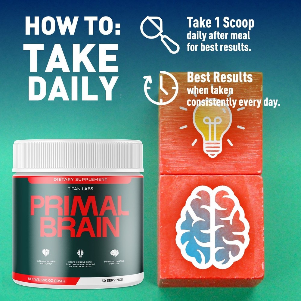 (3 Pack) Primal Brain Powder Natural Brain Support Formula PrimalBrain 90 Servs