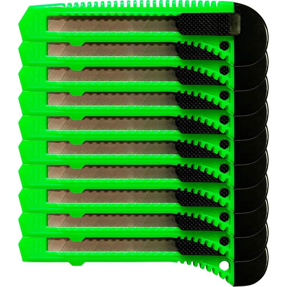 10x Bulk Utility Knife Box Cutters Snap Off Blade Neon Green