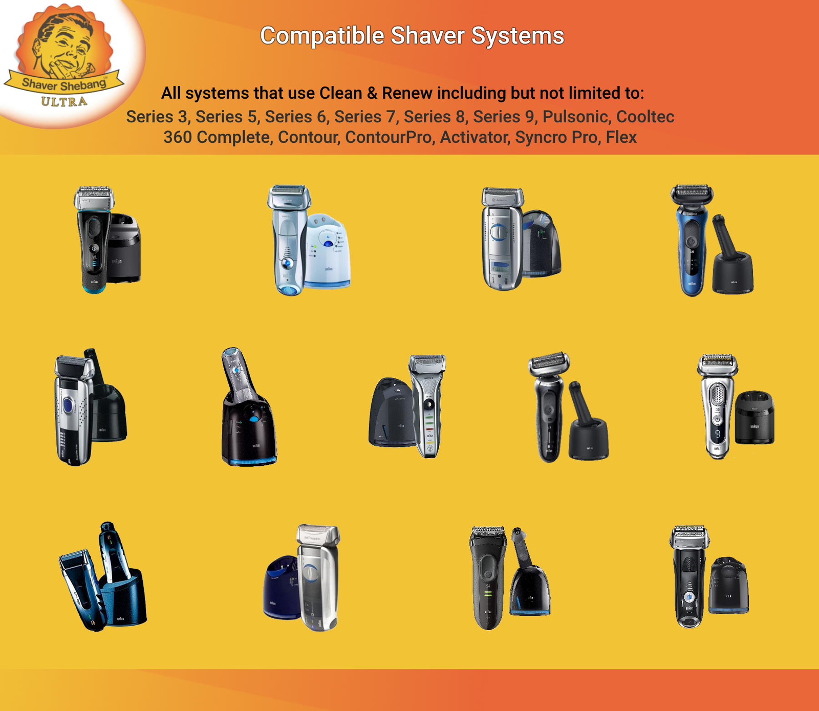 Braun Clean & Renew 9 cartridges refills from 1 bottle of Shaver Shebang Ultra