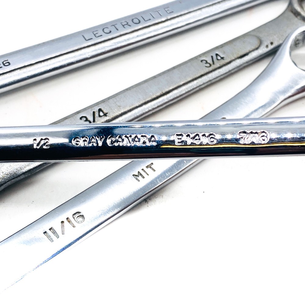 5 Pcs Gedore, Lectrolite and Assorted Open End, Combination Wrench Set