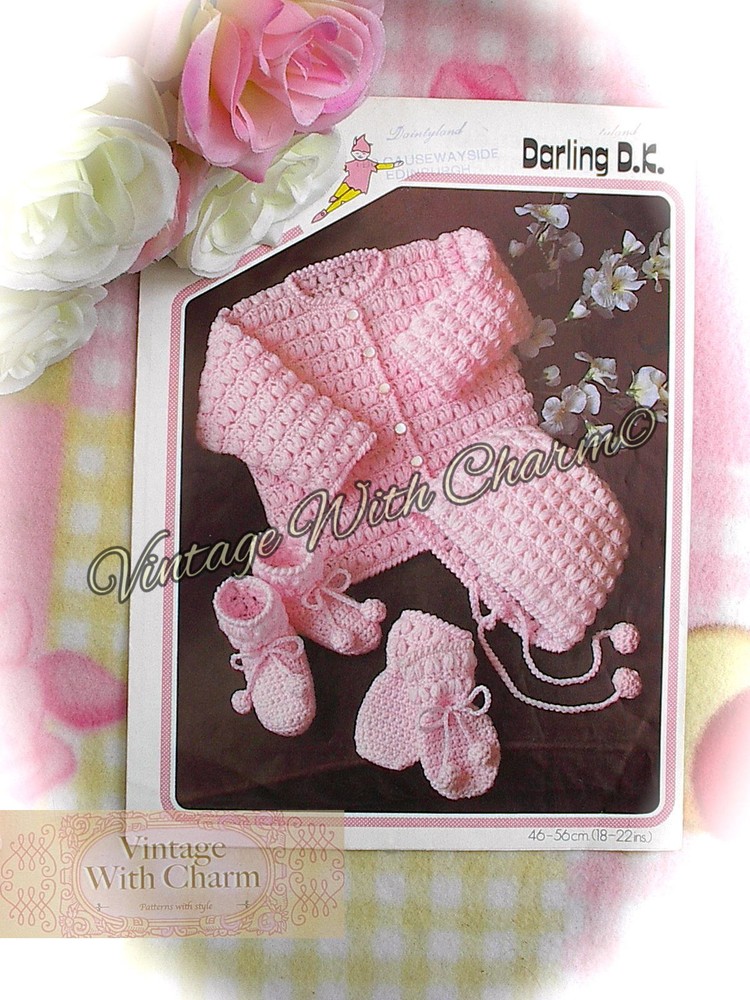 Vintage Crochet Pattern Baby's Jacket, Cap, Bootees & Mitts   JUST £1.99 !!