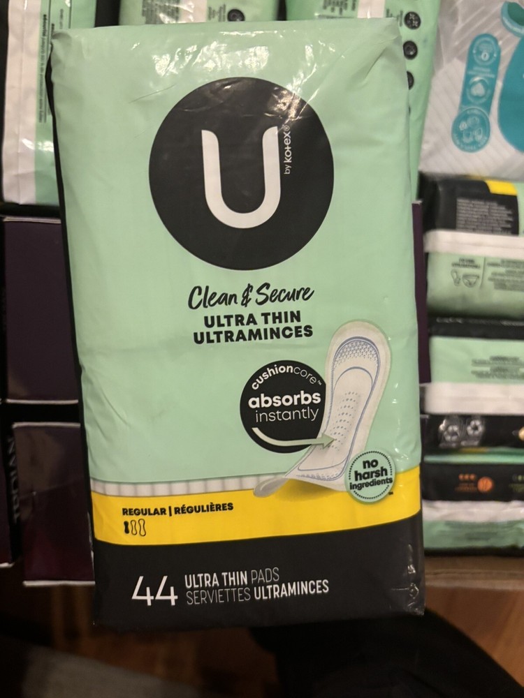 U By Kotex Regular Ultra Thin 44 Pads Each Pack-2 Pack Listing