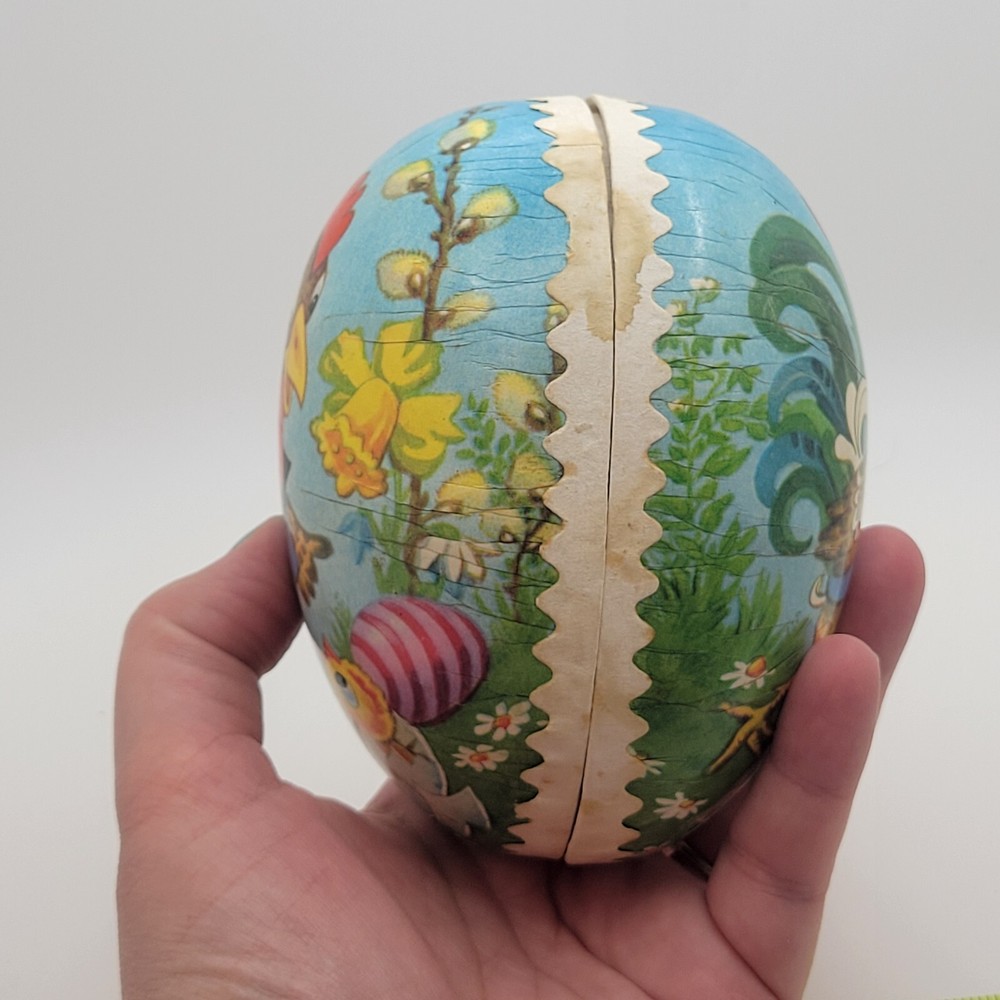 Rooster Paper Mache Egg Candy Container Made in German Democratic Rep Easter