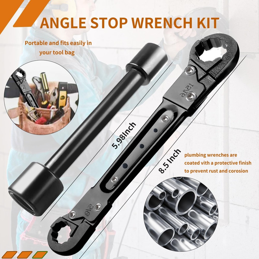Professional Angle Stop Wrench Kit Removal Tool for Installing and Removing