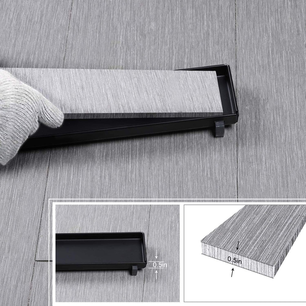 Linear Shower Drain 28 Inch Matte Black with Reversible Flat & Tile Insert Cover