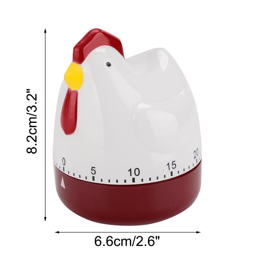 Kitchen Cooking Chicken Shaped Mechanical Alarm Timer 60 Seconds White Red