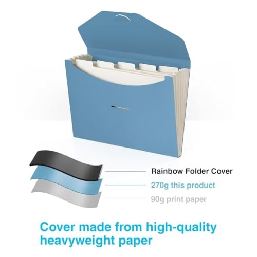 ECOLIFE 6-Pockets Recyclable Paper Expanding File Document Folder Blue Folder