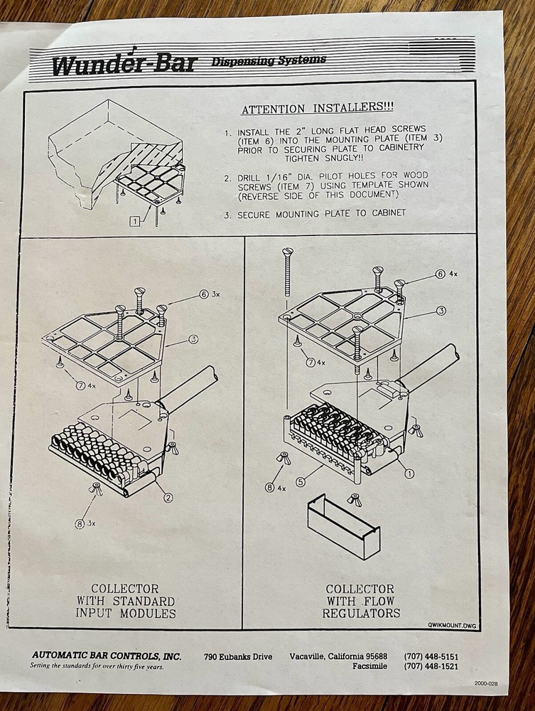 COCO COLA WUNDER-BAR DISPENSING SYSTEMS