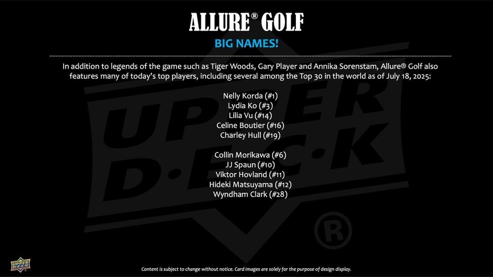 2026 Upper Deck Allure Golf Hobby Box