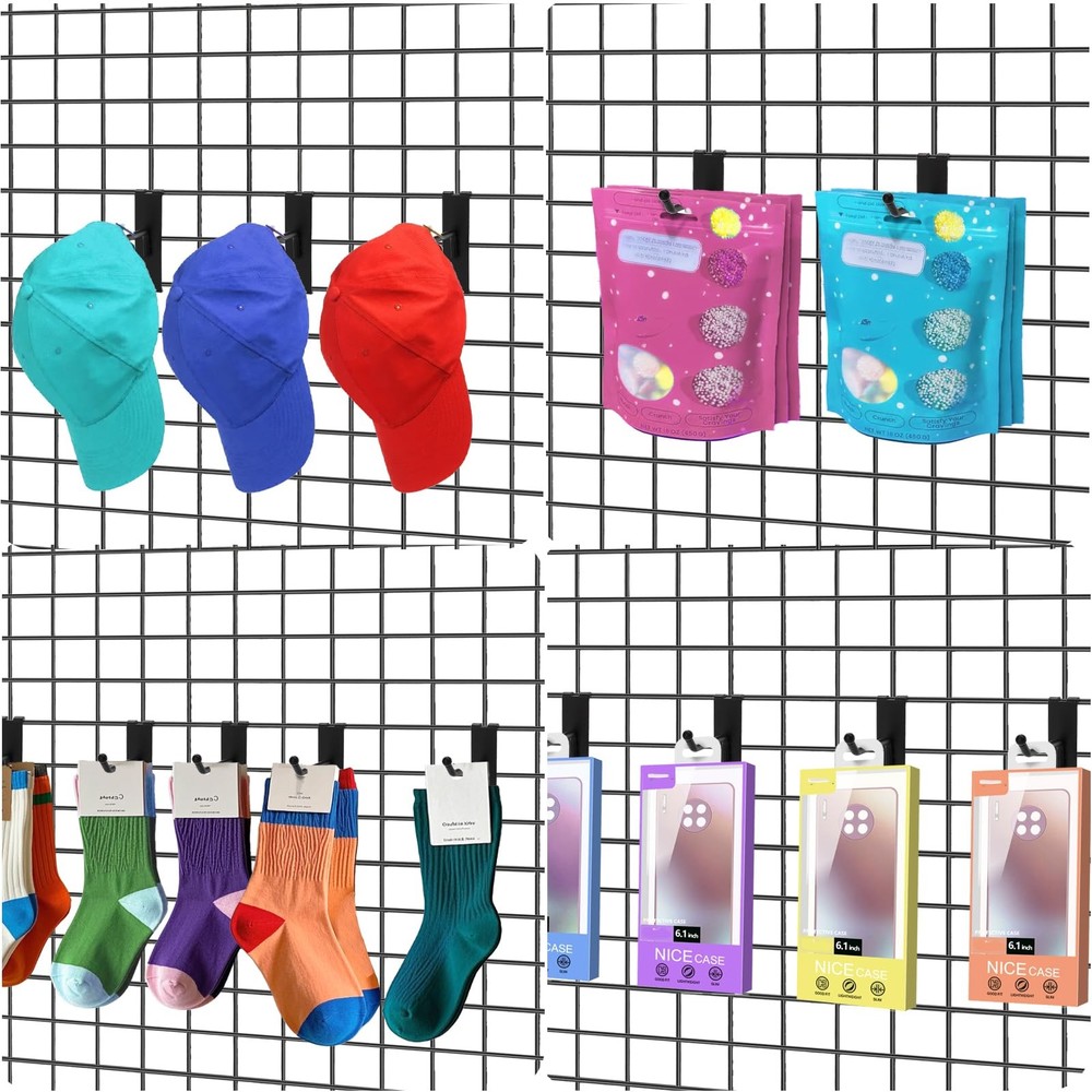 40 Pack Gridwall Hooks 4 Inch Display Hooks for Grid Wall Panels Heavy Duty M...