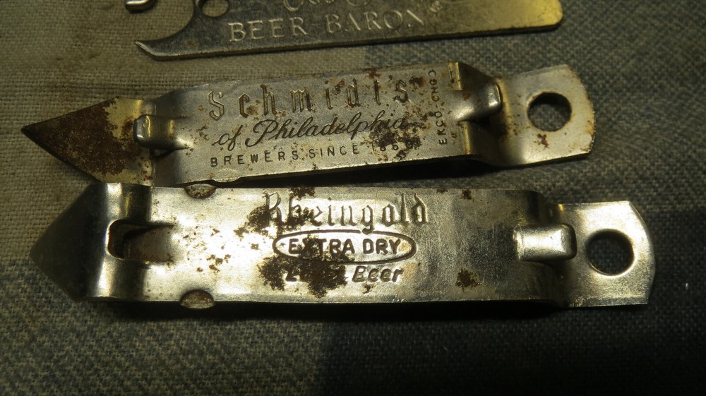5 Vintage Bottle Openers, Schmidt's, Reingold, Beer Baron