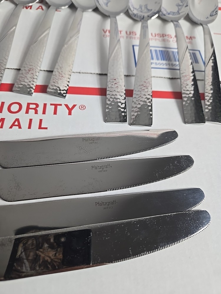 FLATWARE 19 pieces PFALTZGRAFF stainless LORING Hammered Flatware