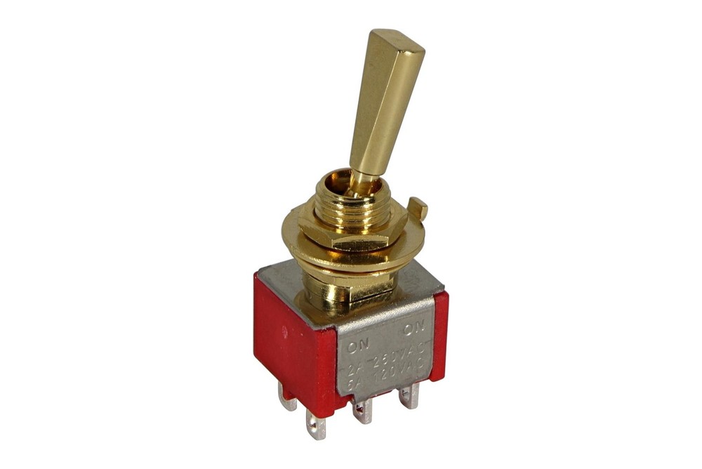 Mini Flat Paddle Toggle Switch 2-way On-On Gold