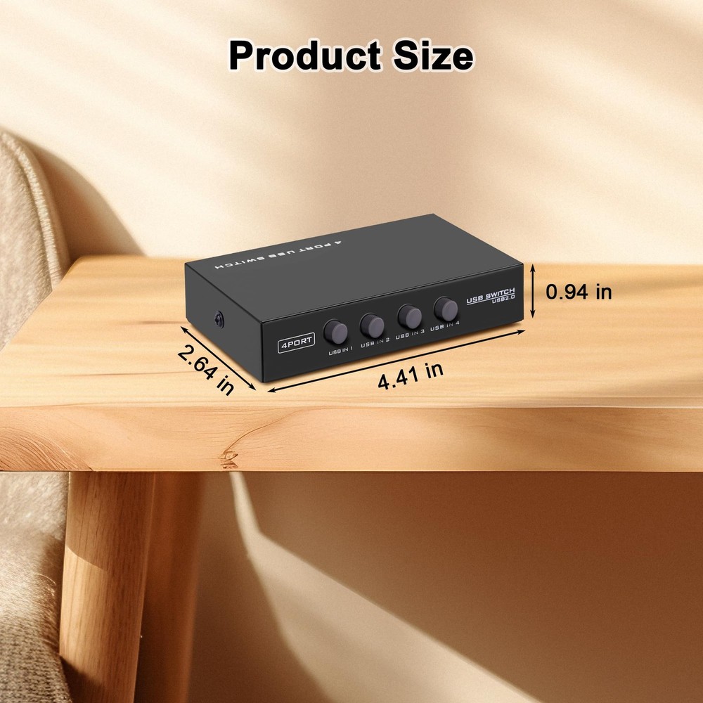 USB2.0 Printer Sharer Switcher, 4 Port USB B Print Selector Switch Adapter 4 ...