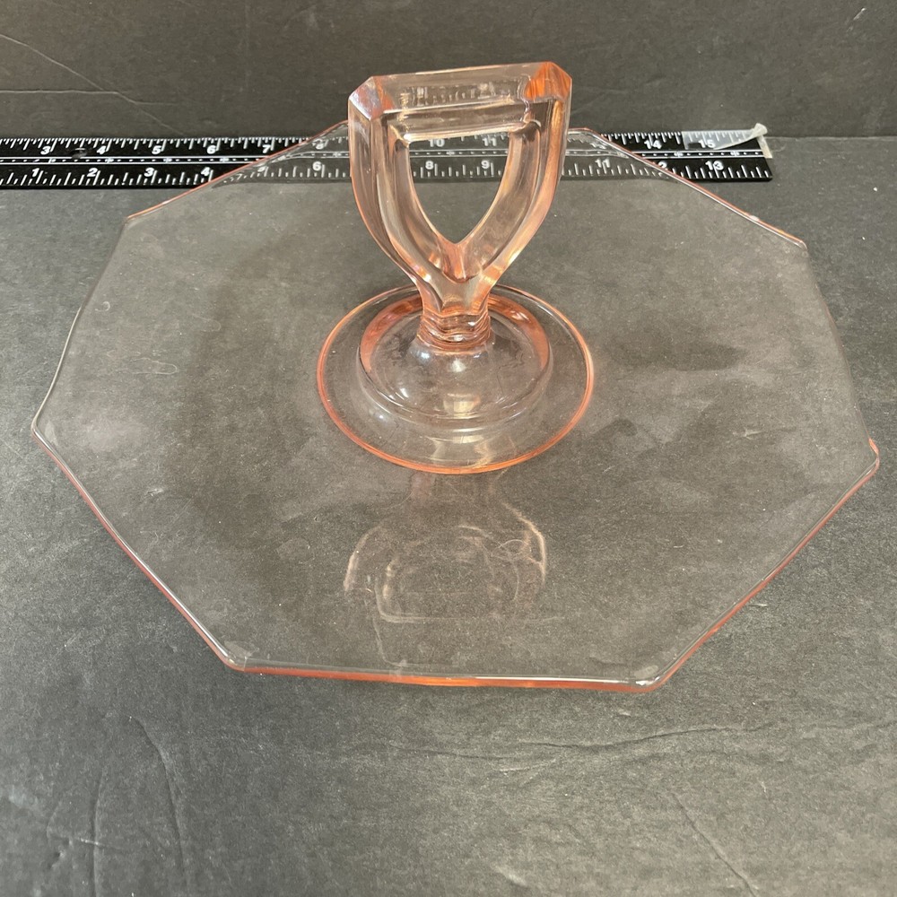 Pink Depression Glass Octagon Pastry Server