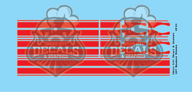 Seminole Stripe Red/Silver Outline 1:87 Scale