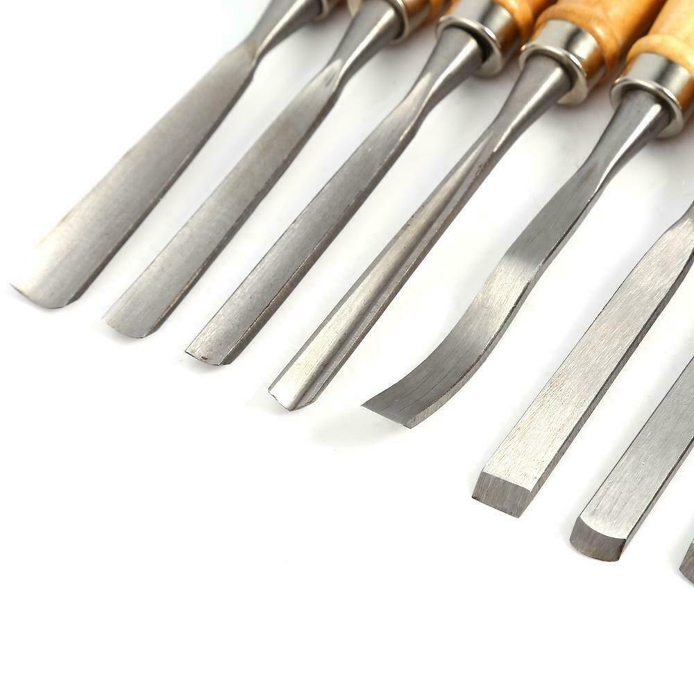 12Pcs Wood Carving Hand Chisel Tool Set Woodworking Professional Carft Gouges