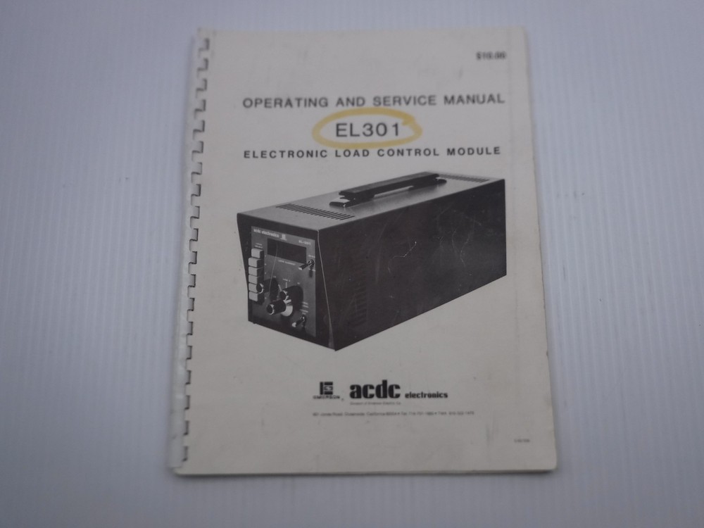 ACDC EL301 Electronic Load Control Module Manual 5/82/500