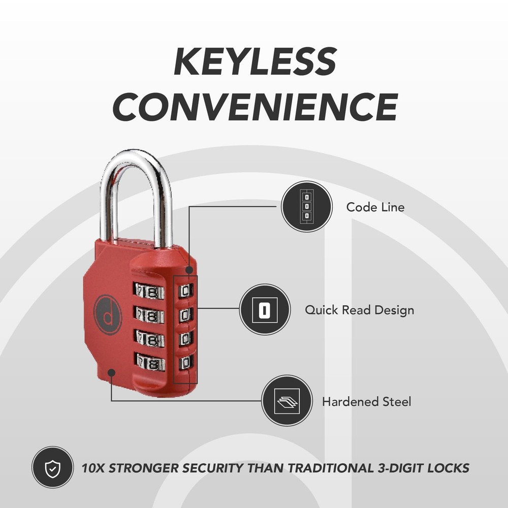 4 Digit Combination Locks 2 Pack - Weatherproof Padlock with Code - Combinati...