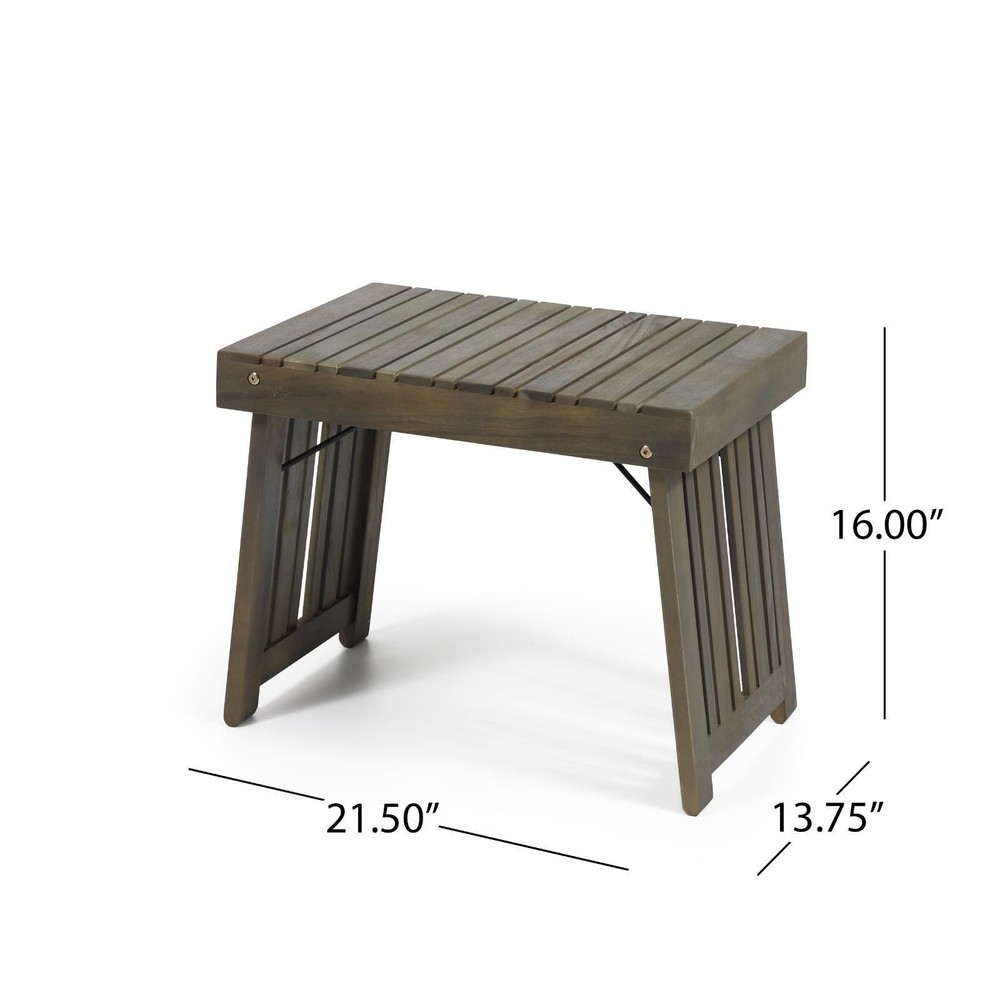 Acacia Wood Foldable Side Table with Slat Design – ,