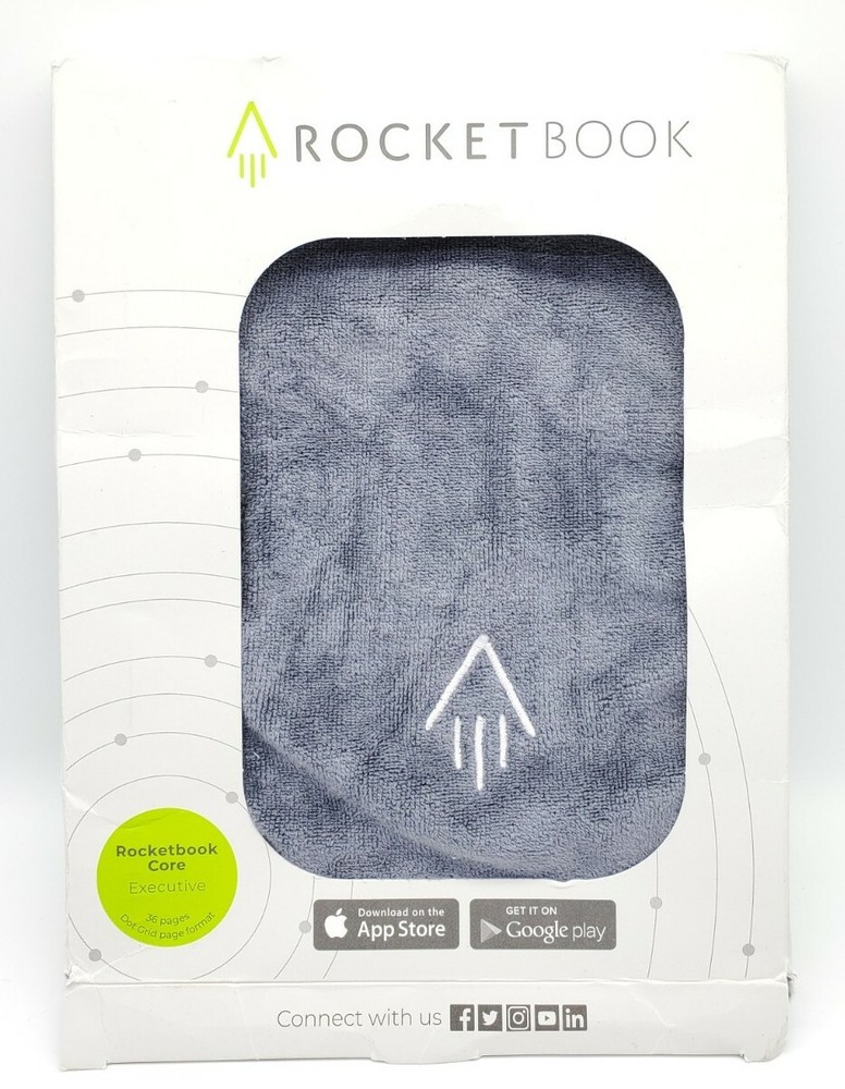 Rocketbook Core Executive 36 Page Dot Grid Smart Notebook/Pen/Microfiber Cloth