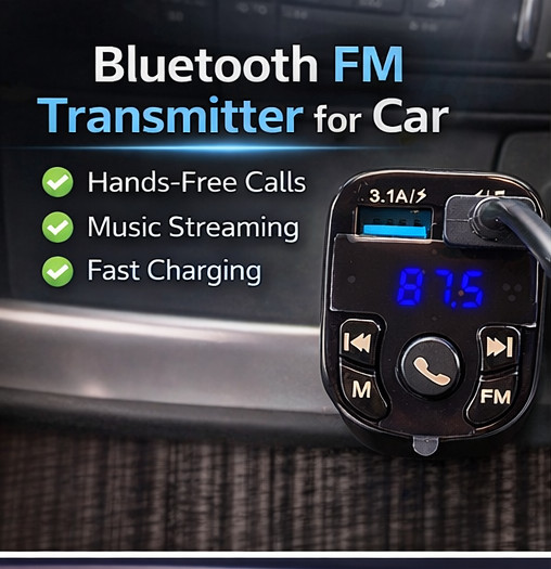 Bluetooth 5.0 Car FM Transmitter Wireless Adapter | PD Fast Charge 2 USB | Hands