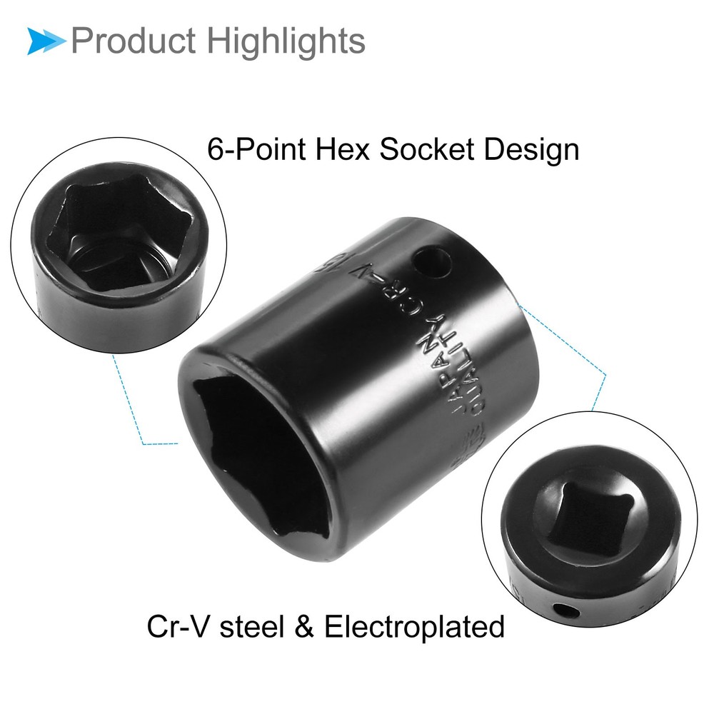 6 Point Shallow Impact Socket 1/2" by 15/16" SAE Hex Deep Socket