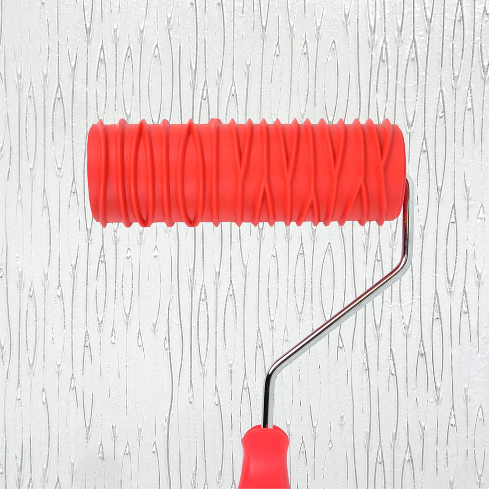 8'' Patterned Paint Roller for Wall Decoration Classic Texture Rubber Roller Dec