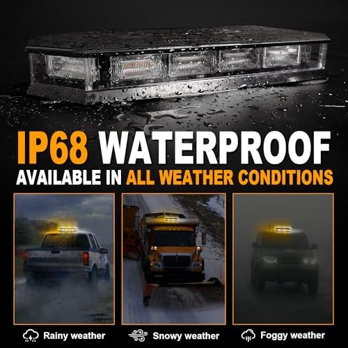 16.5 Inch Roof Top Beacon Emergency Strobe Light with Controller Amber/White