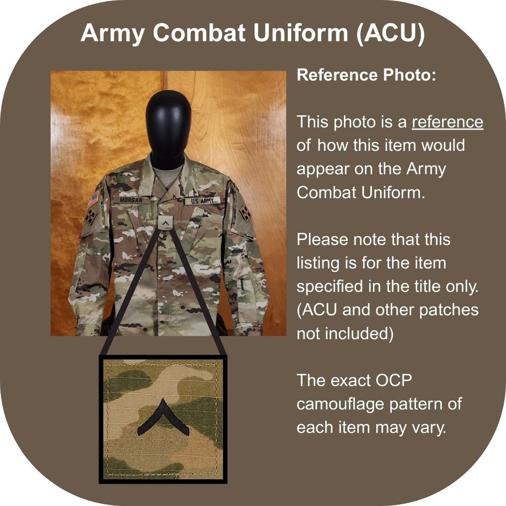 Private (PV2, E-2) OCP Rank Patch U.S. Army Combat Uniform (ACU) - Hook/Loop