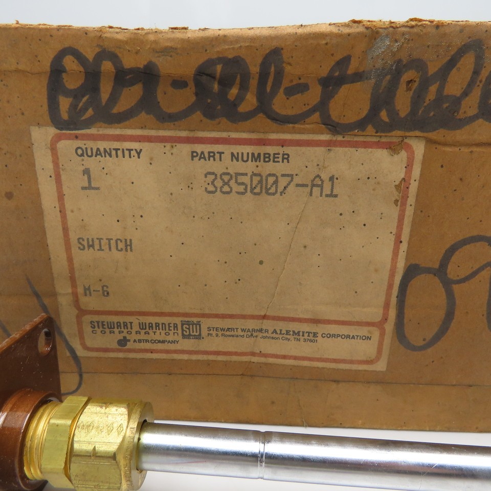 Stewart Warner Alemite 385007-A1 12" Depth Low Level Float Switch NOS
