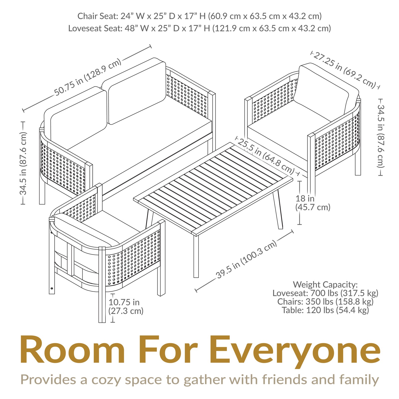 Sanibel 4-Piece Acacia Outdoor Conversation Set - Gray by Sunnydaze