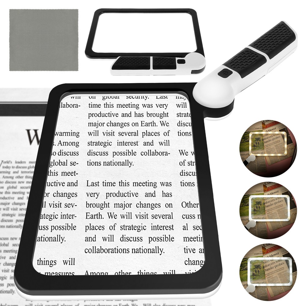 Large Magnifying Glass With 48 LED Light Dimmable 5X Reading Foldable Magnifier
