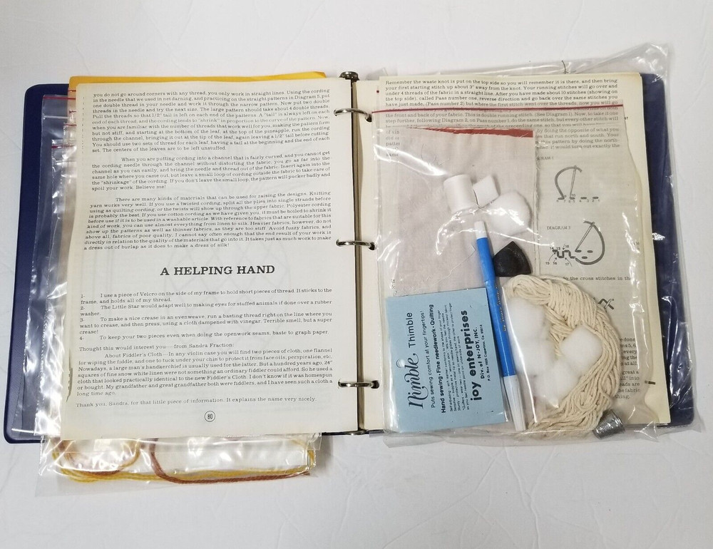 Hands On Embroidery Needlepoint Vintage Project Kit Patterns Binder Yarn