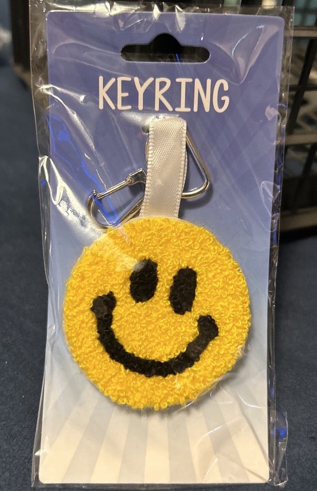 NWT Kalan Yellow Melting Smiley Face Keyring Keychain