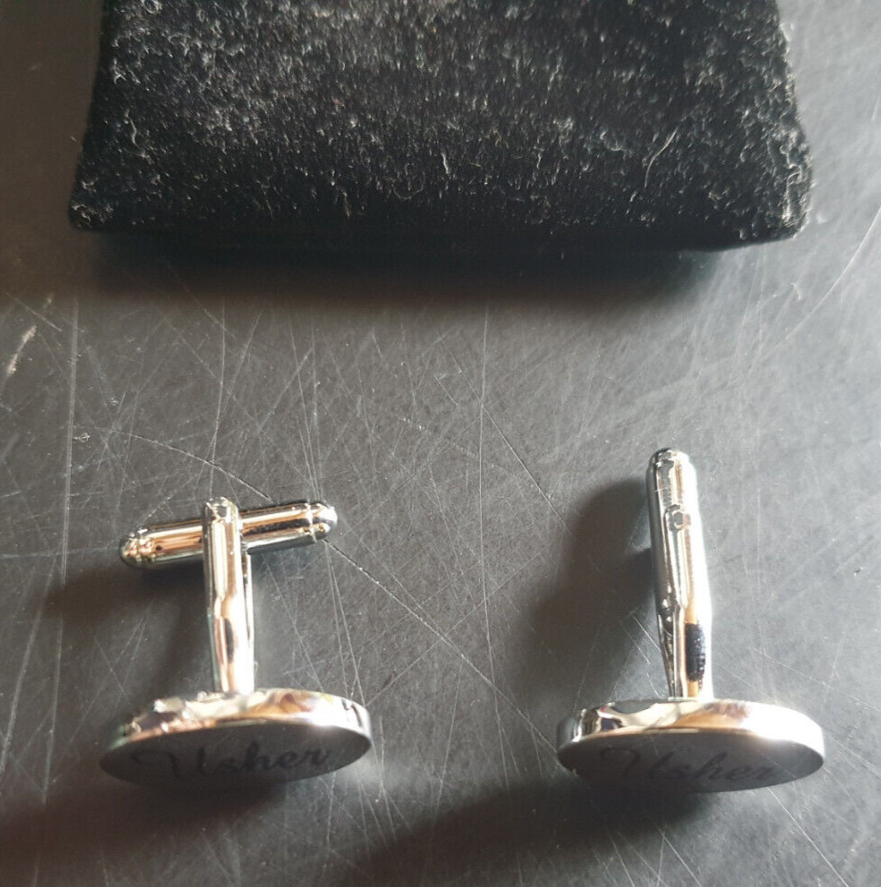 Silver Oval Mens Wedding Cufflinks Usher