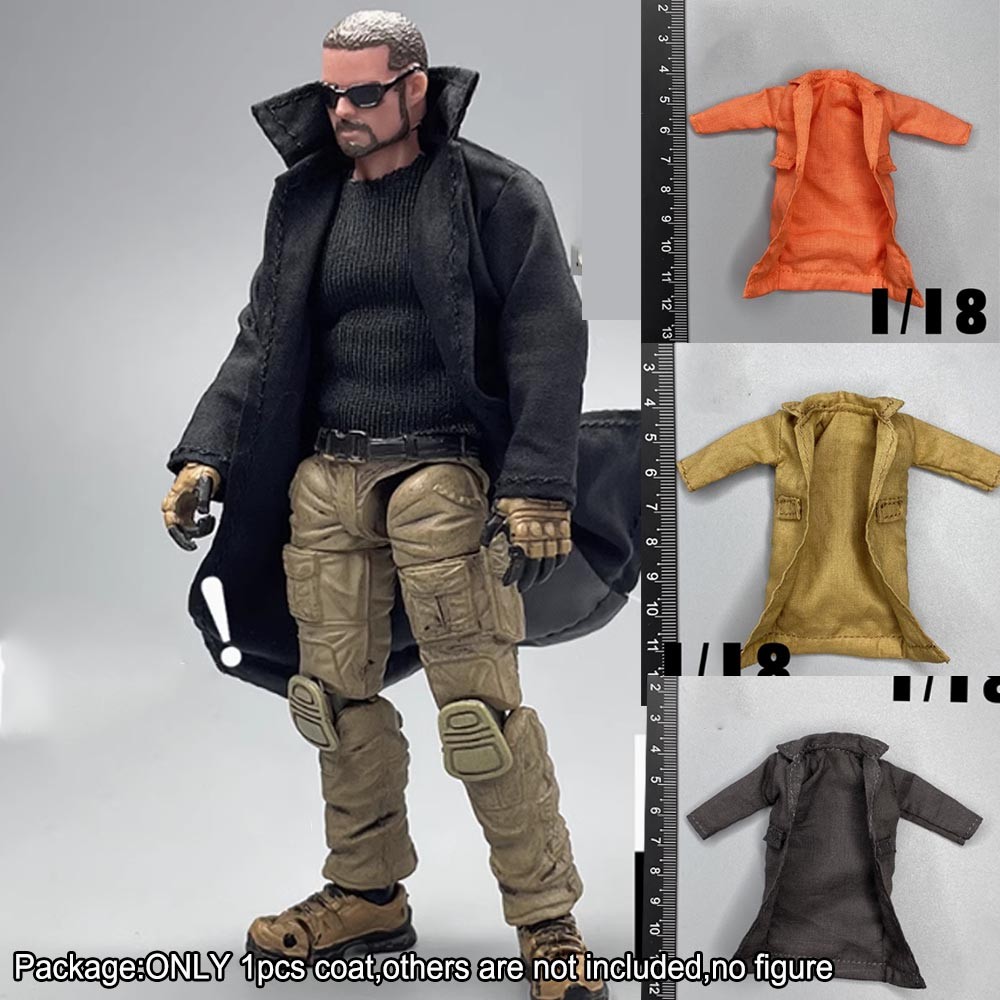 New Handmade 1/18 Trench coat Long Coat For 3.75" Muscle Figure Toys Accessory